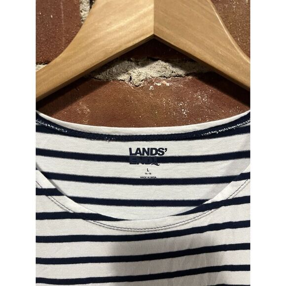 Lands End Womens White Striped Sleeveless Long Shirt Dress Size Large - Picture 3 of 3